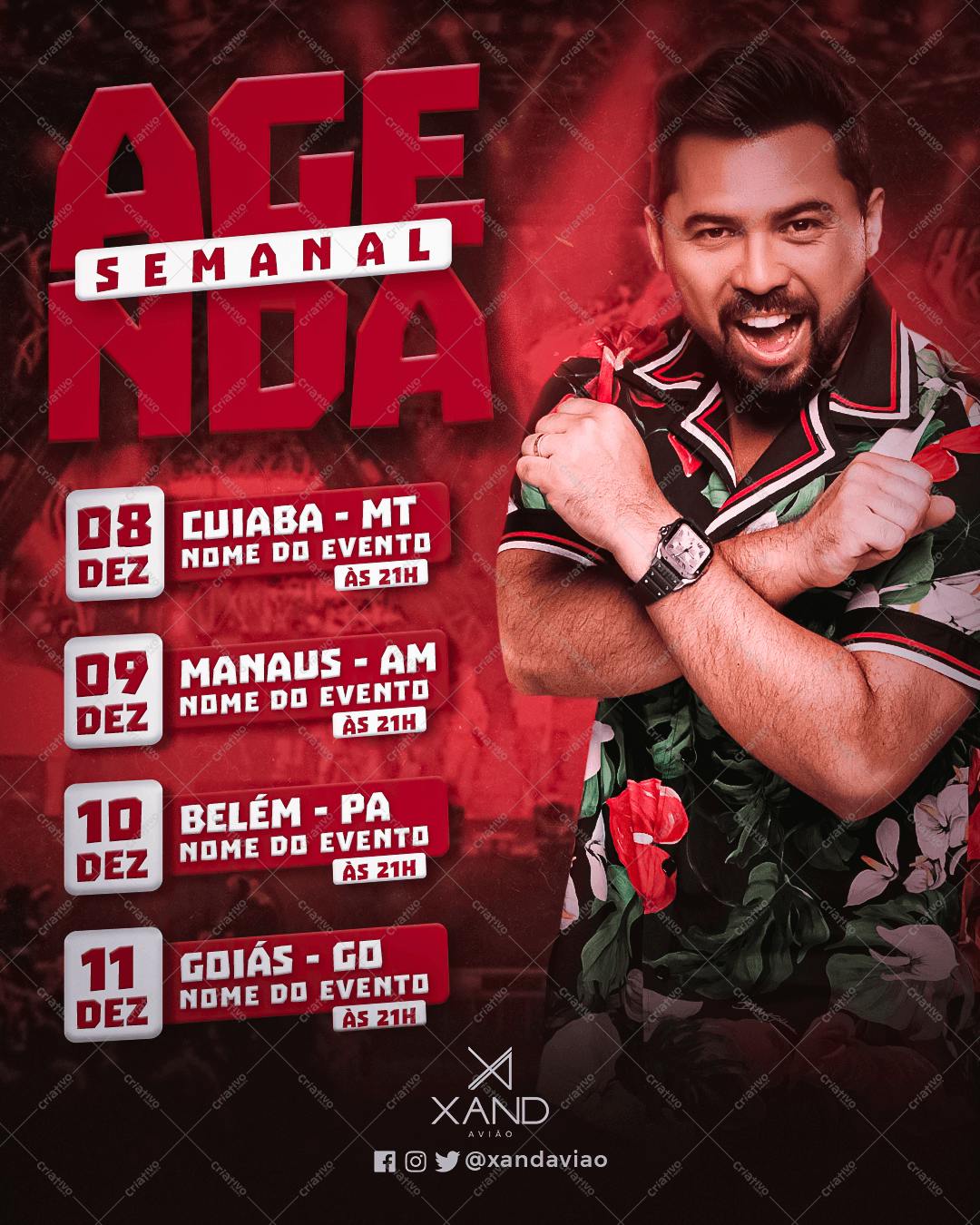 Flyer para Show do Xand Avião PSD Editável
