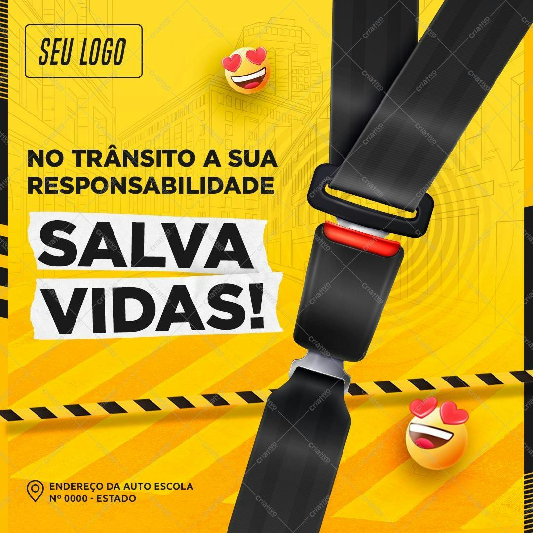 Post para Redes Sociais Segurança no Trânsito PSD Editável