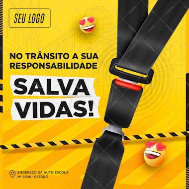 Feed no trânsito a sua responsabilidade salva vidas psd