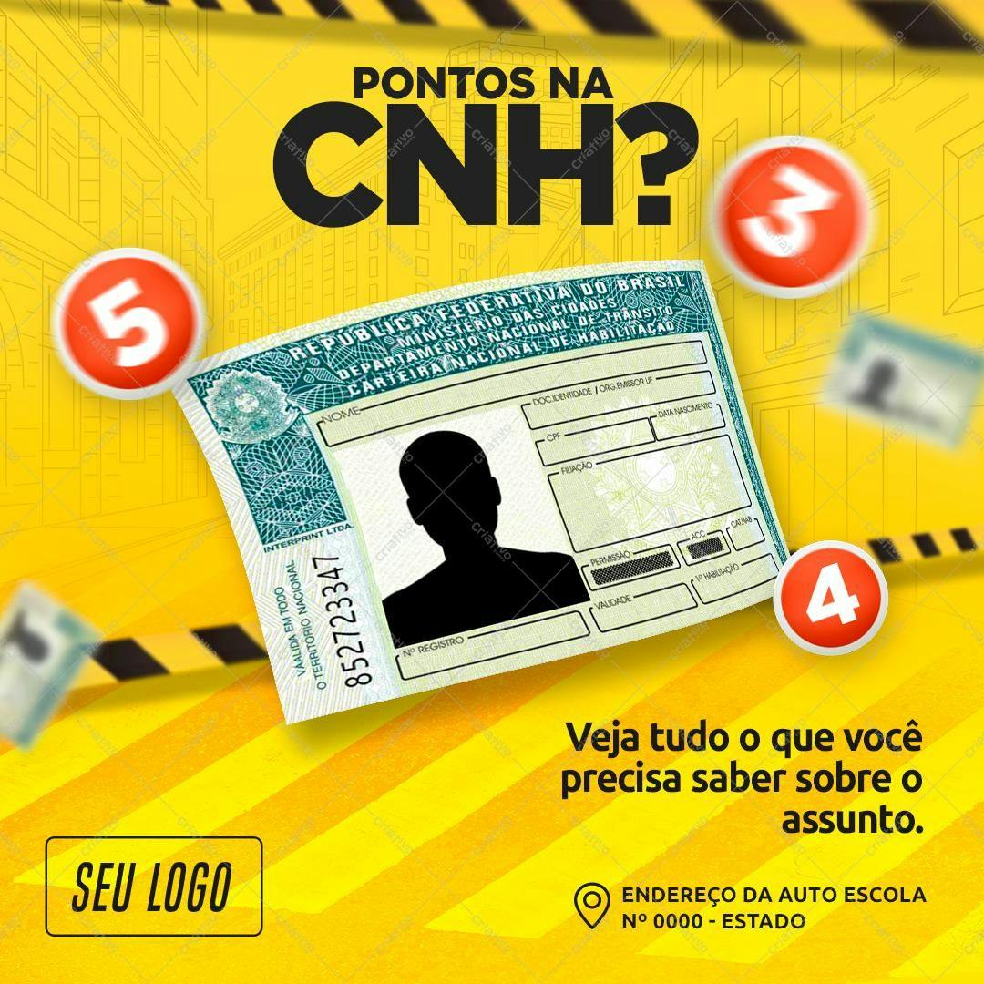 Modelo de Cartão de Habilitação para Redes Sociais PSD Editável