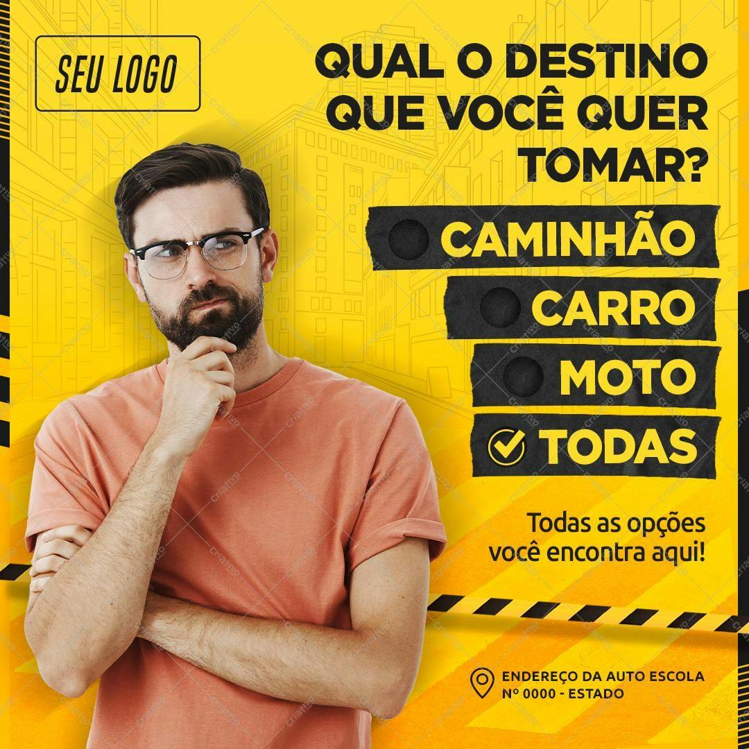 Post para Redes Sociais Autoescola PSD Editável