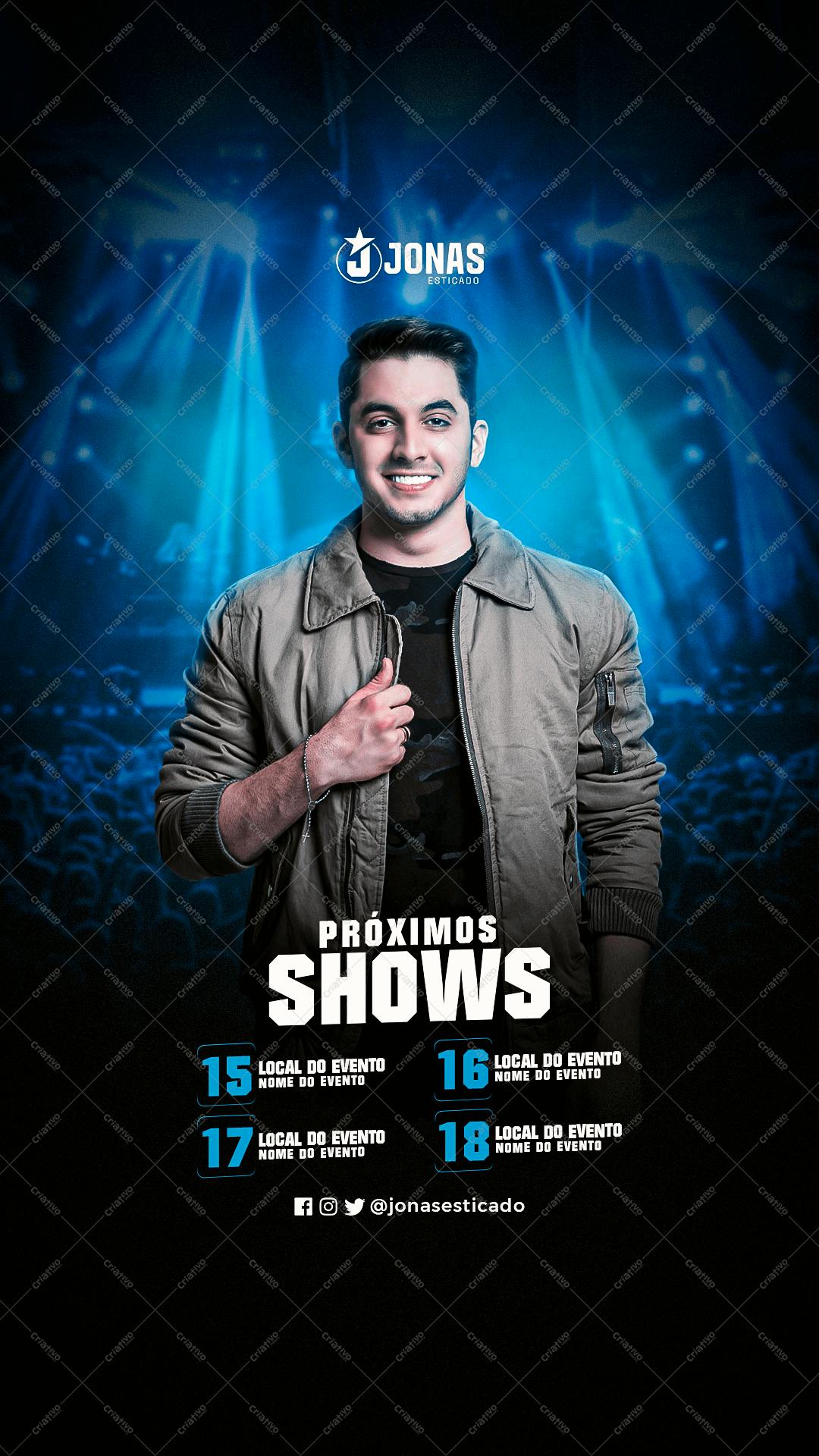 Poster para Shows do Cantor Jonas Esticado PSD Editável