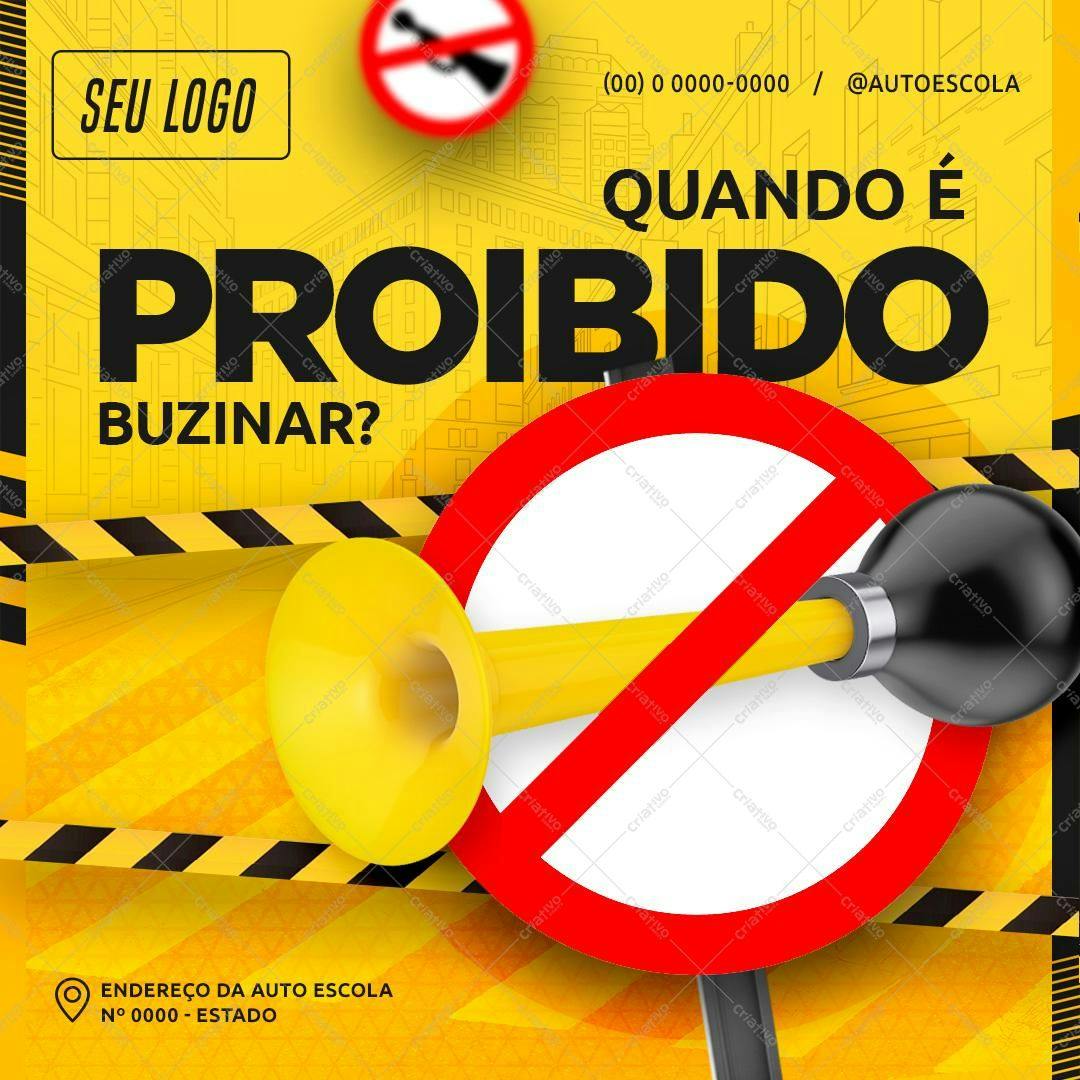 Cartaz Proibido Buzinar PSD Editável