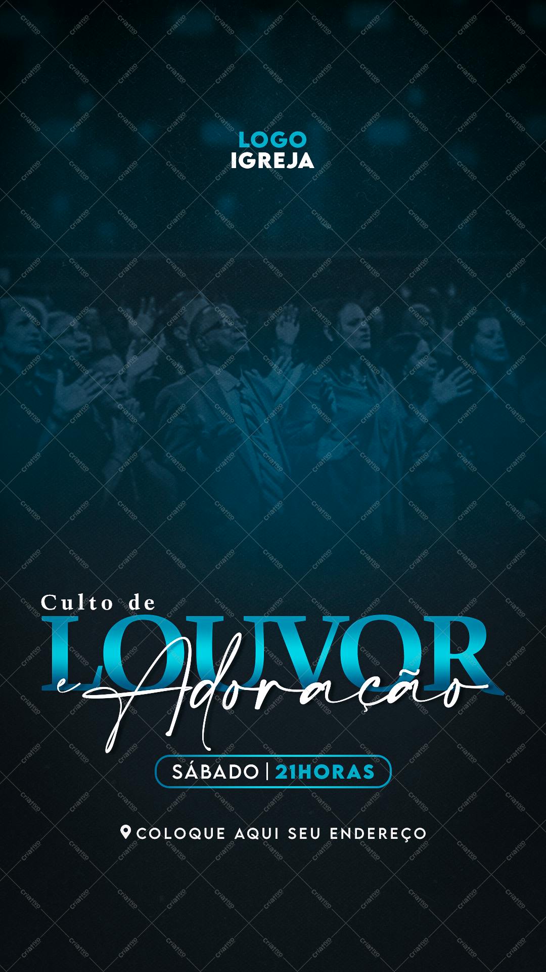 Flyer para Culto de Louvor e Adoração PSD Editável