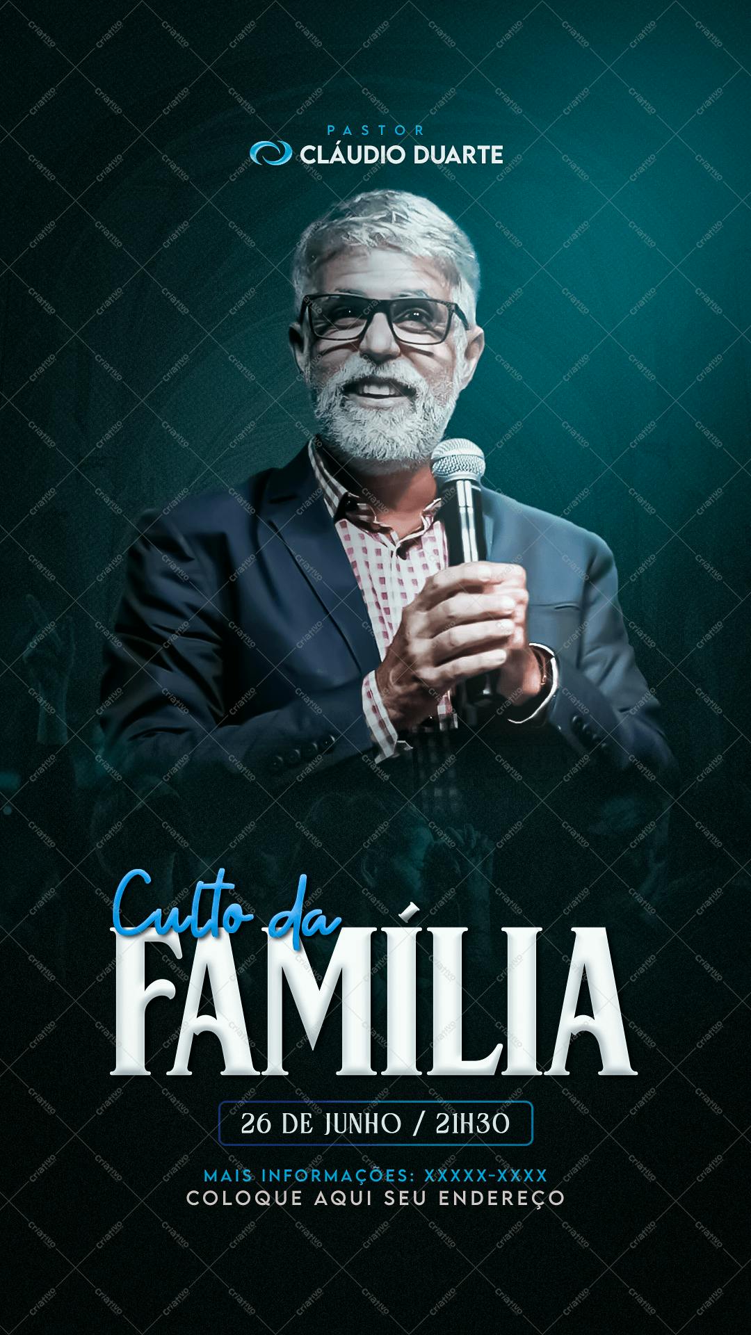 Flyer para Culto da Família PSD Editável