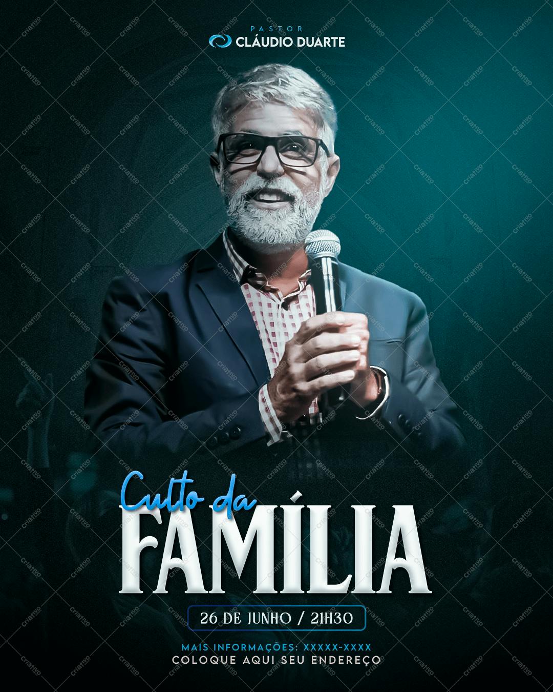 Flyer para Culto da Família PSD Editável