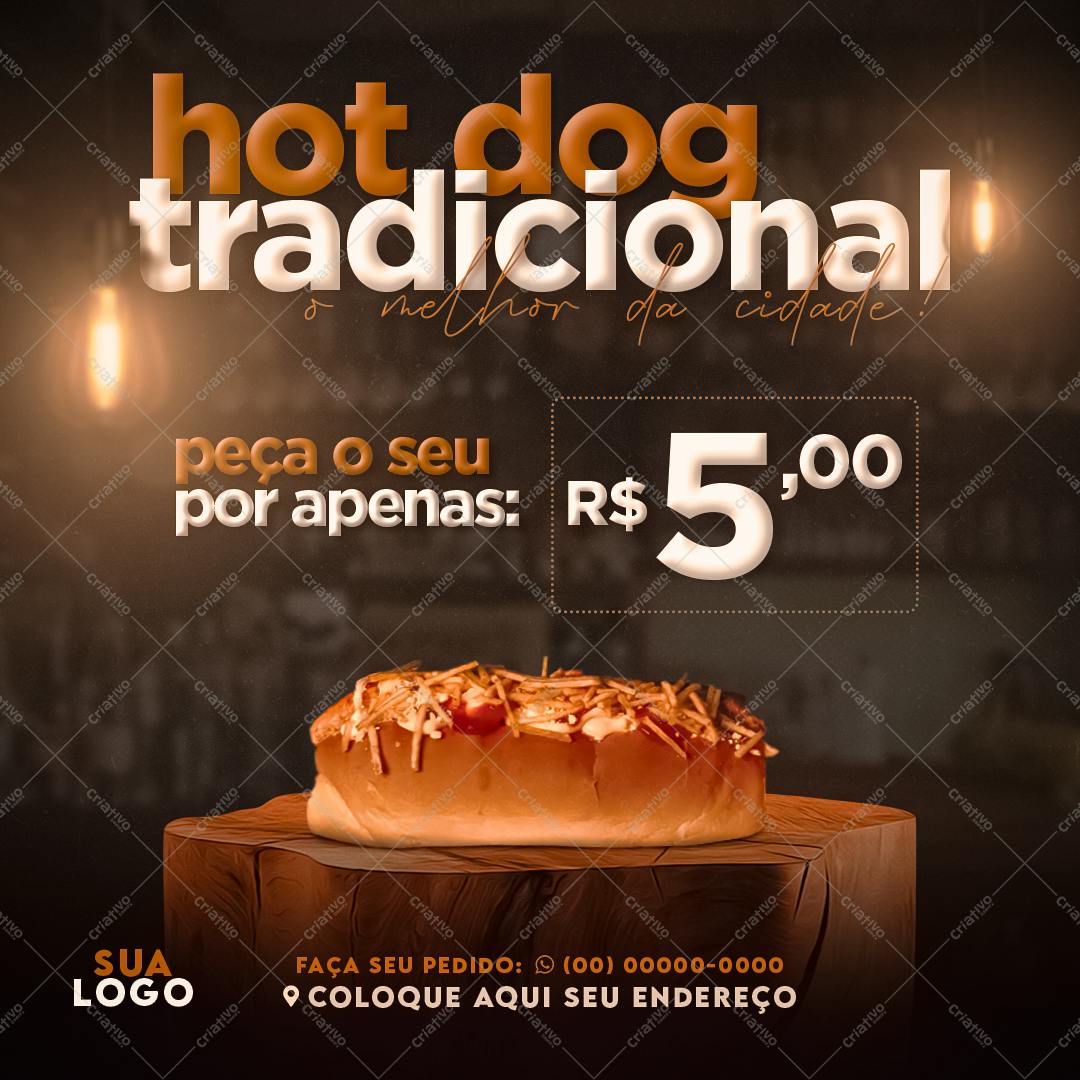 Cardápio Hot Dog Tradicional PSD Editável