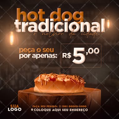 Social media hot dog tradicional