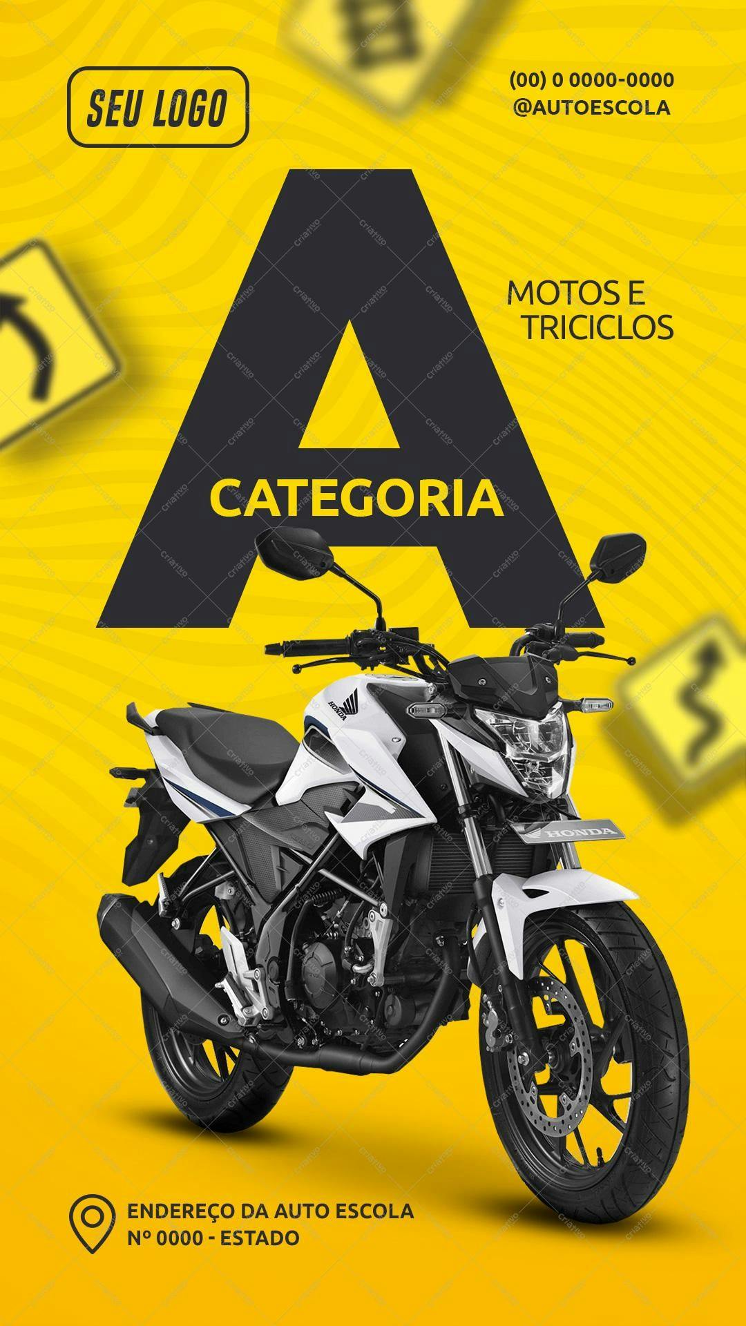 Flyer para Auto Escola com Moto Honda PSD Editável