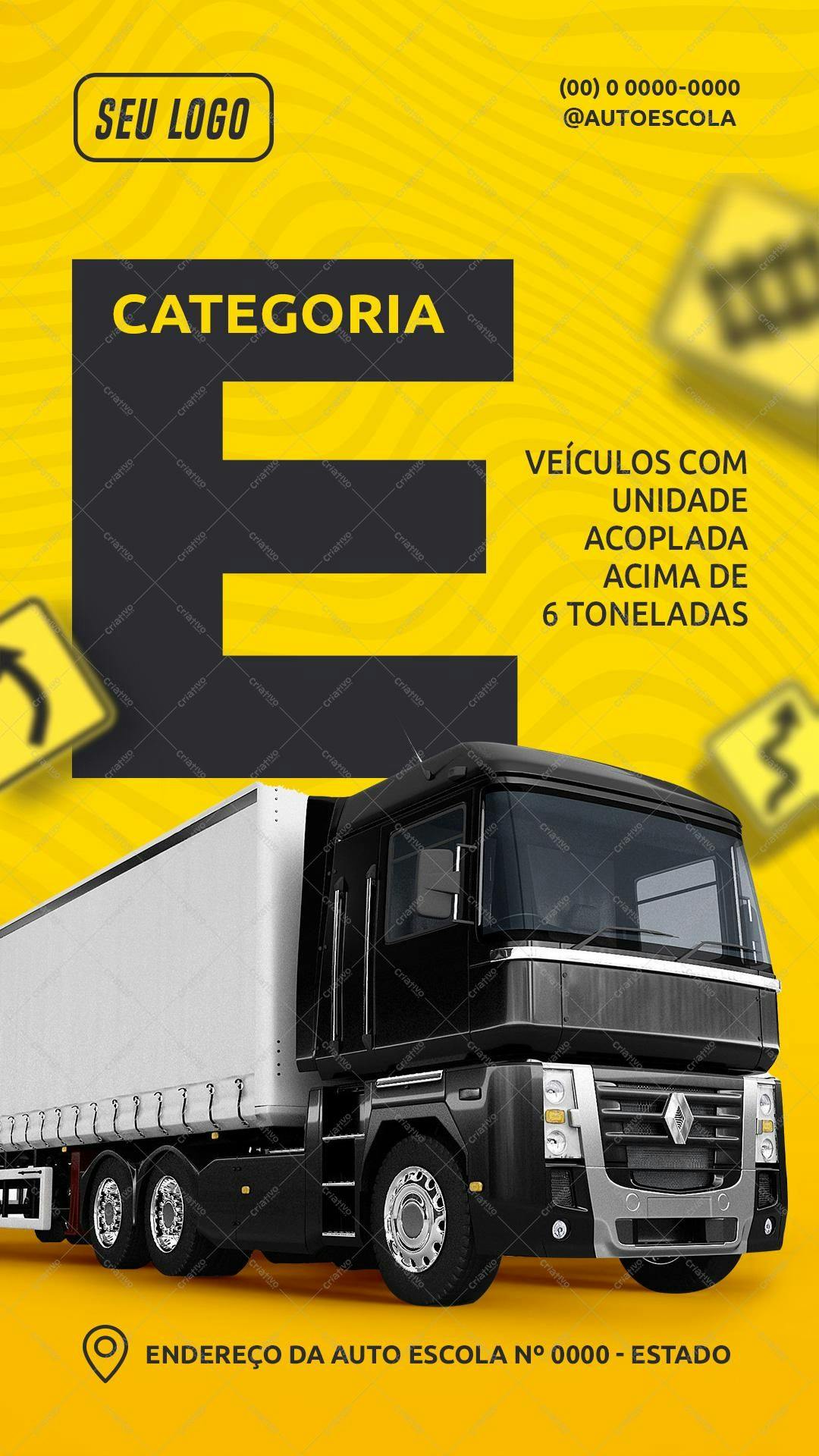 Modelo de Flyer para Auto Escola Categoria E PSD Editável