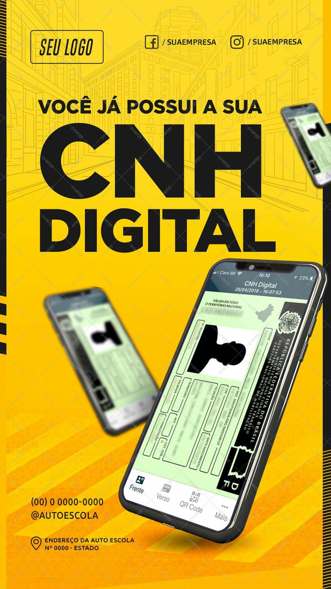 Modelo de CNH Digital para Redes Sociais PSD Editável