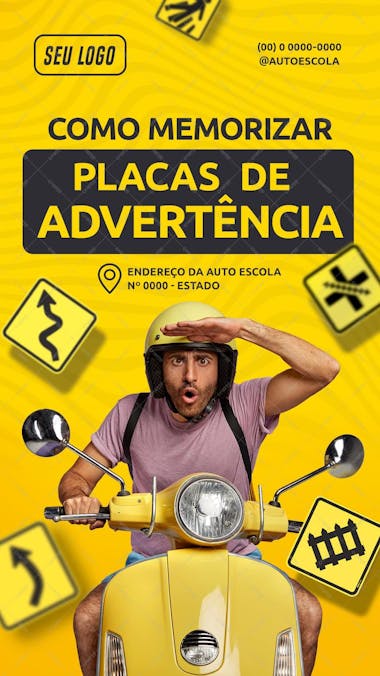 Story como memorizar placas de advertência psd