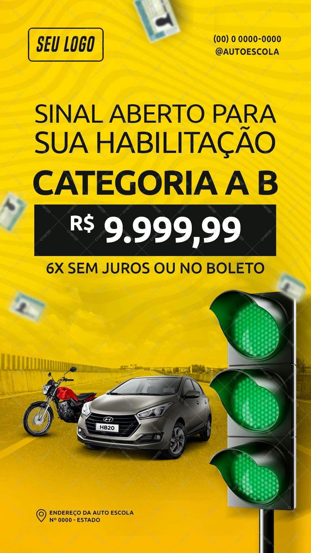 Template Flyer para Habilitação Categoria A e B PSD Editável