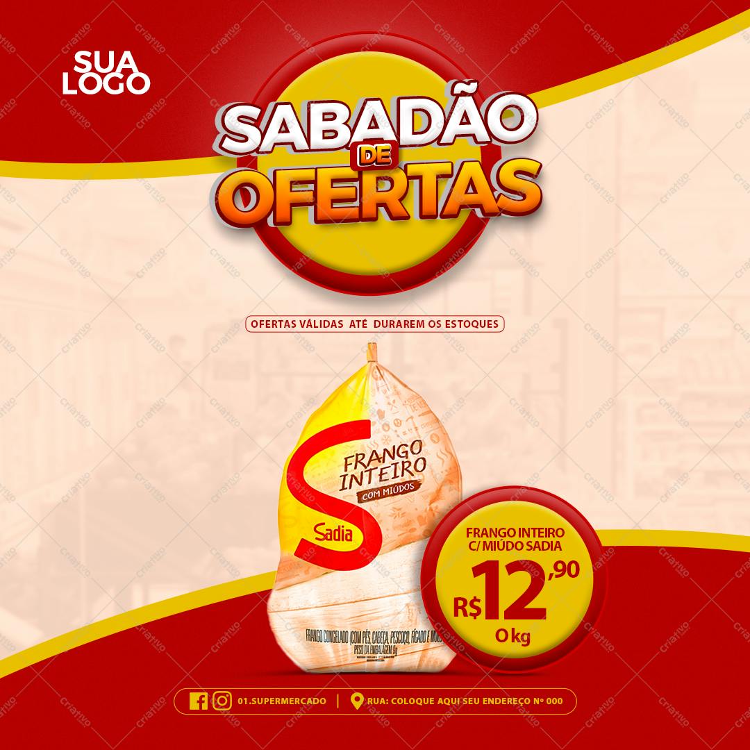 Post para Supermercado Sabadão de Ofertas PSD Editável