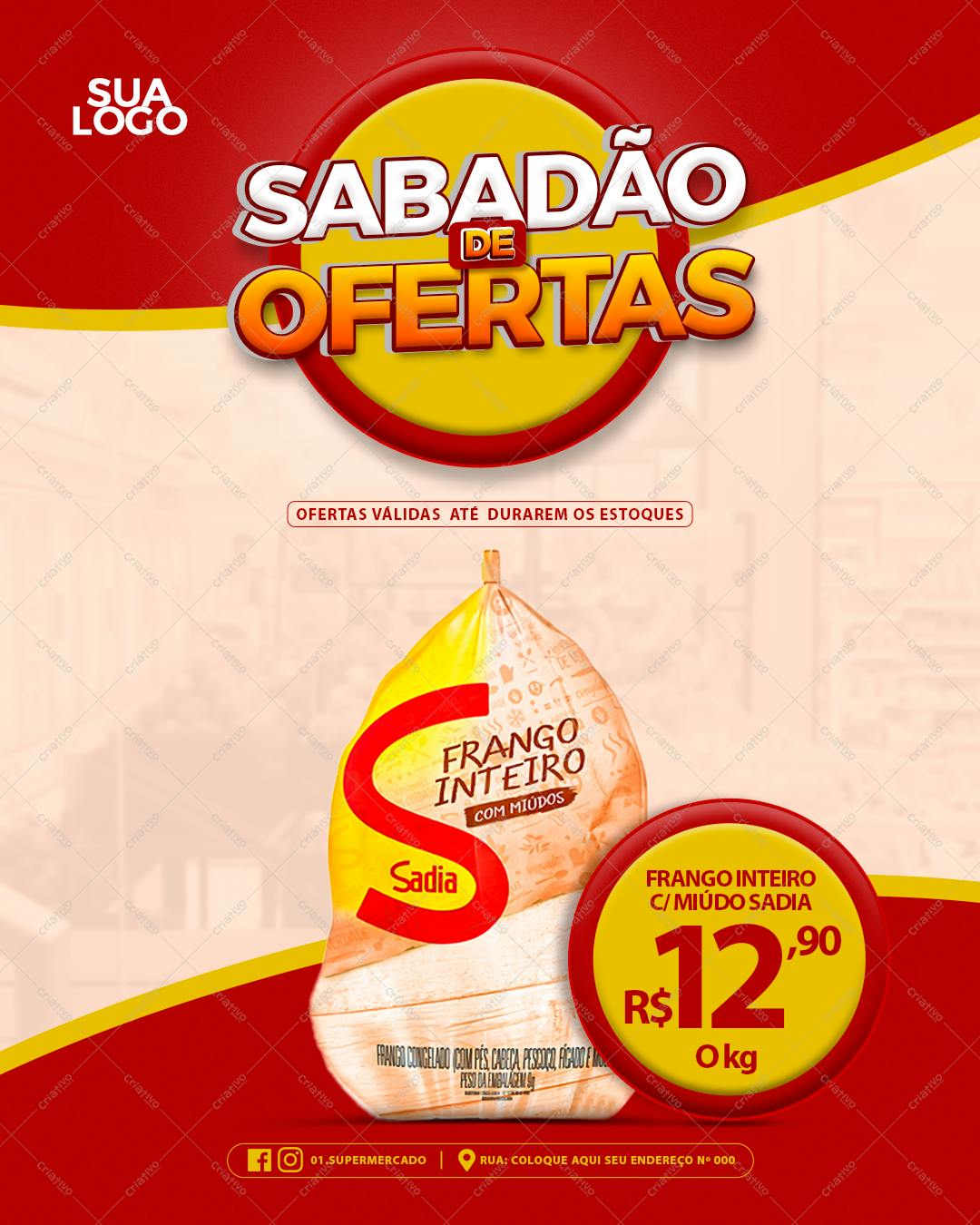 Flyer para Supermercado Sabadão de Ofertas PSD Editável
