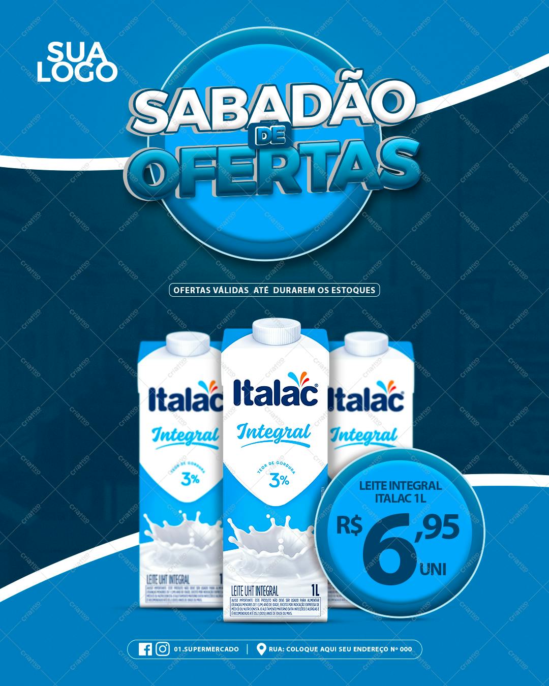Flyer Sabadão de Ofertas Leite Integral PSD Editável