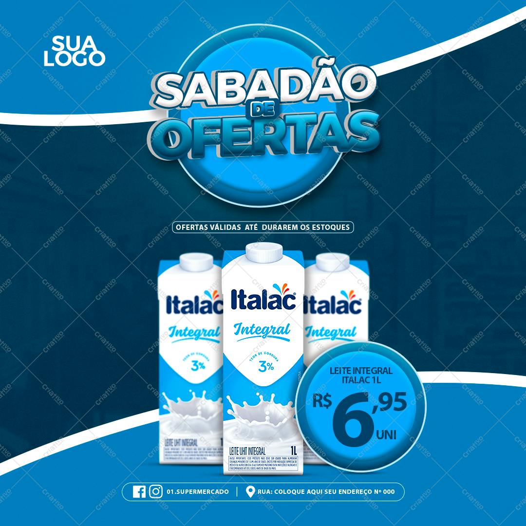 Flyer para Supermercado Sabadão de Ofertas PSD Editável