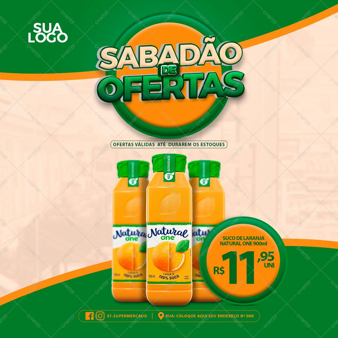 Banner Sábado de Ofertas Suco de Laranja PSD Editável