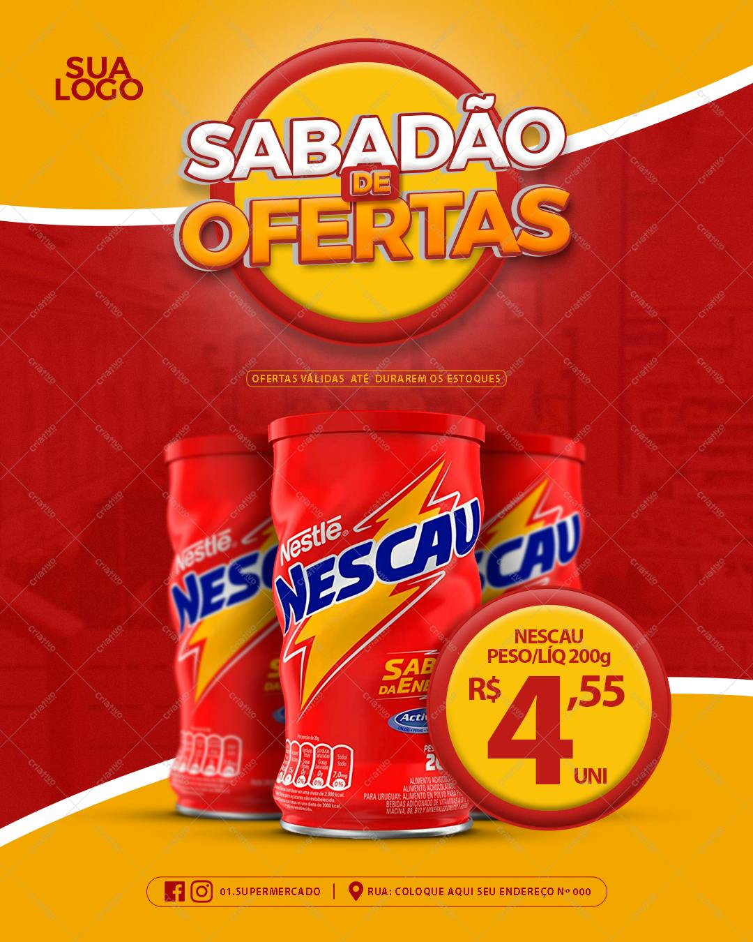 Flyer para Sabadão de Ofertas Nescau PSD Editável