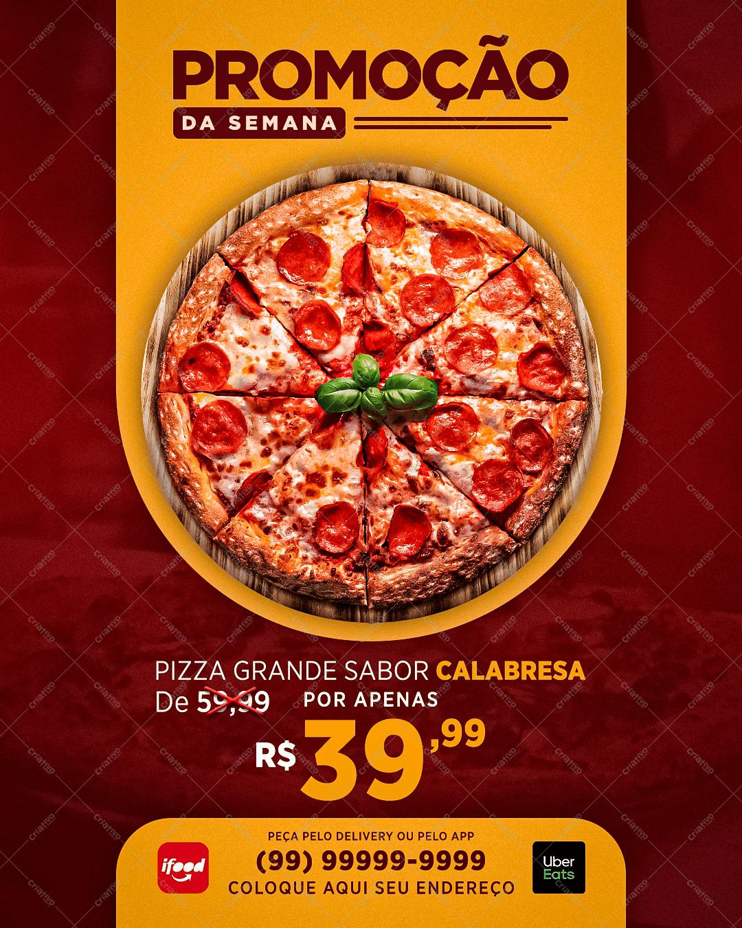 Template de Flyer para Promoção de Pizza PSD Editável