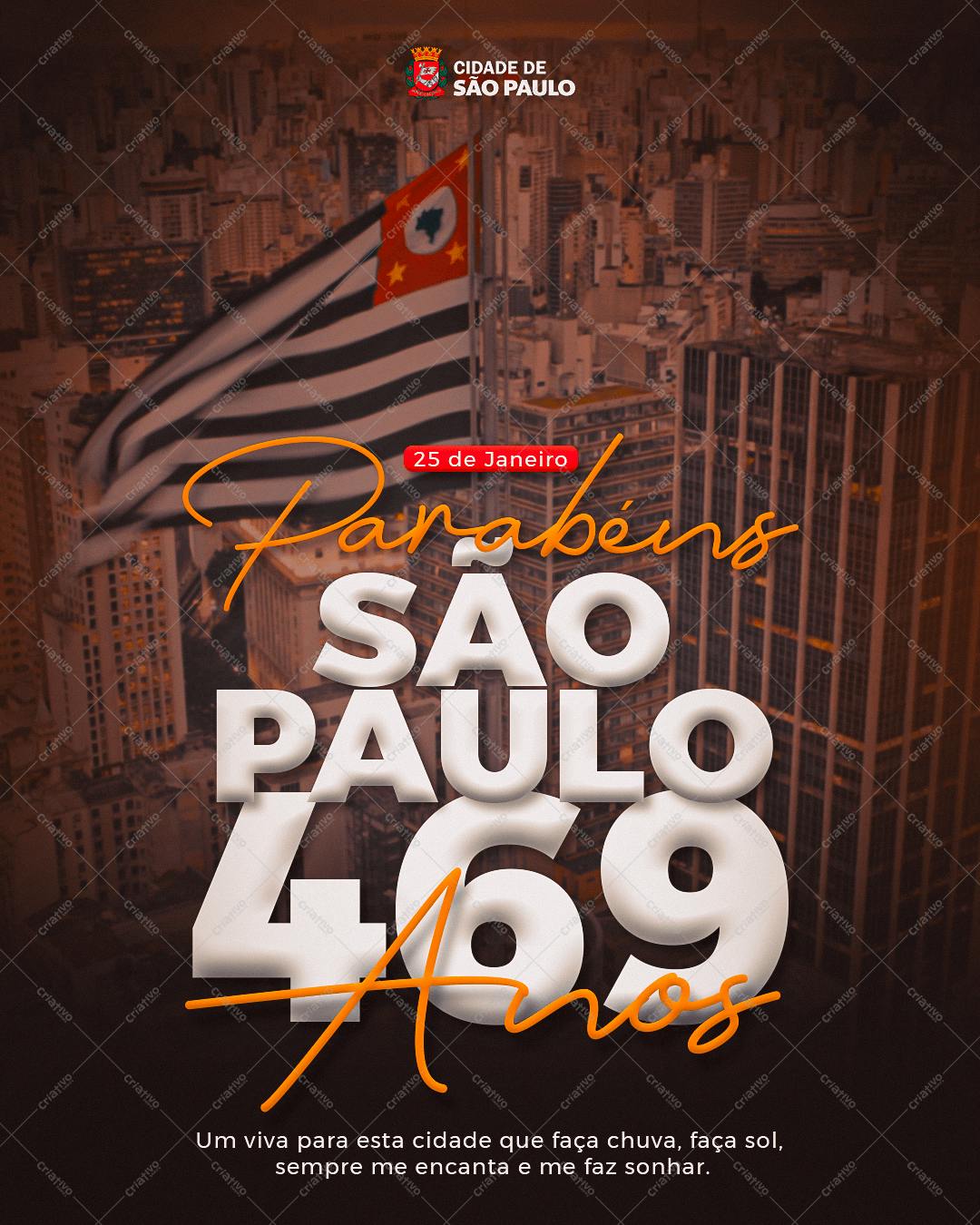 Flyer para Aniversário de São Paulo 469 Anos PSD Editável