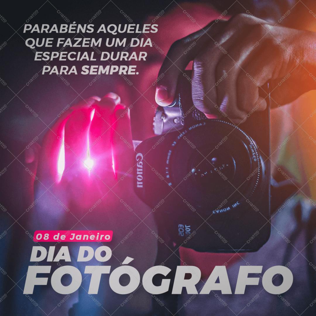 Template PSD Dia do Fotógrafo: Mãos e Câmera Canon PSD Editável