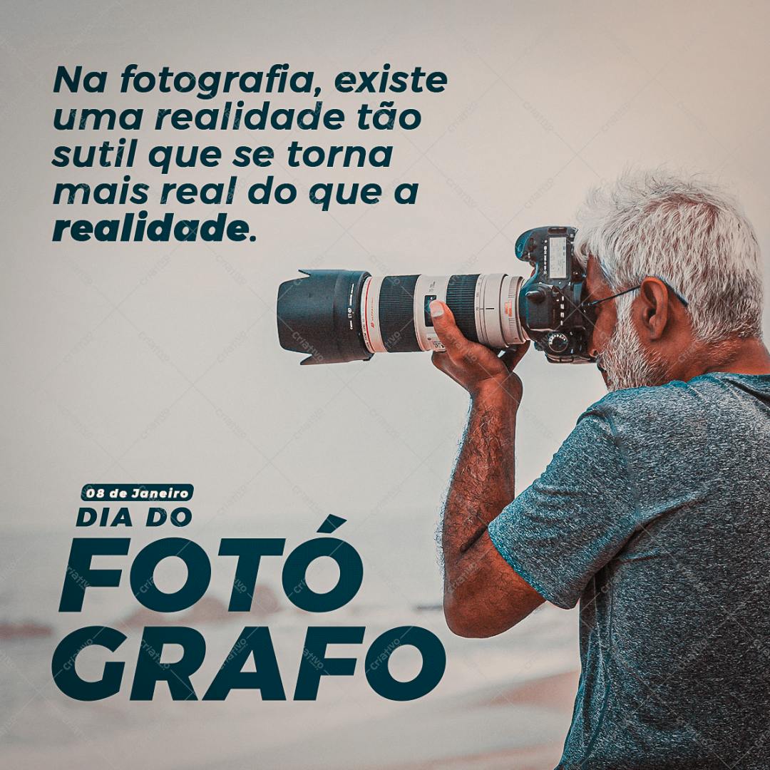 Post para Redes Sociais Dia do Fotógrafo PSD Editável