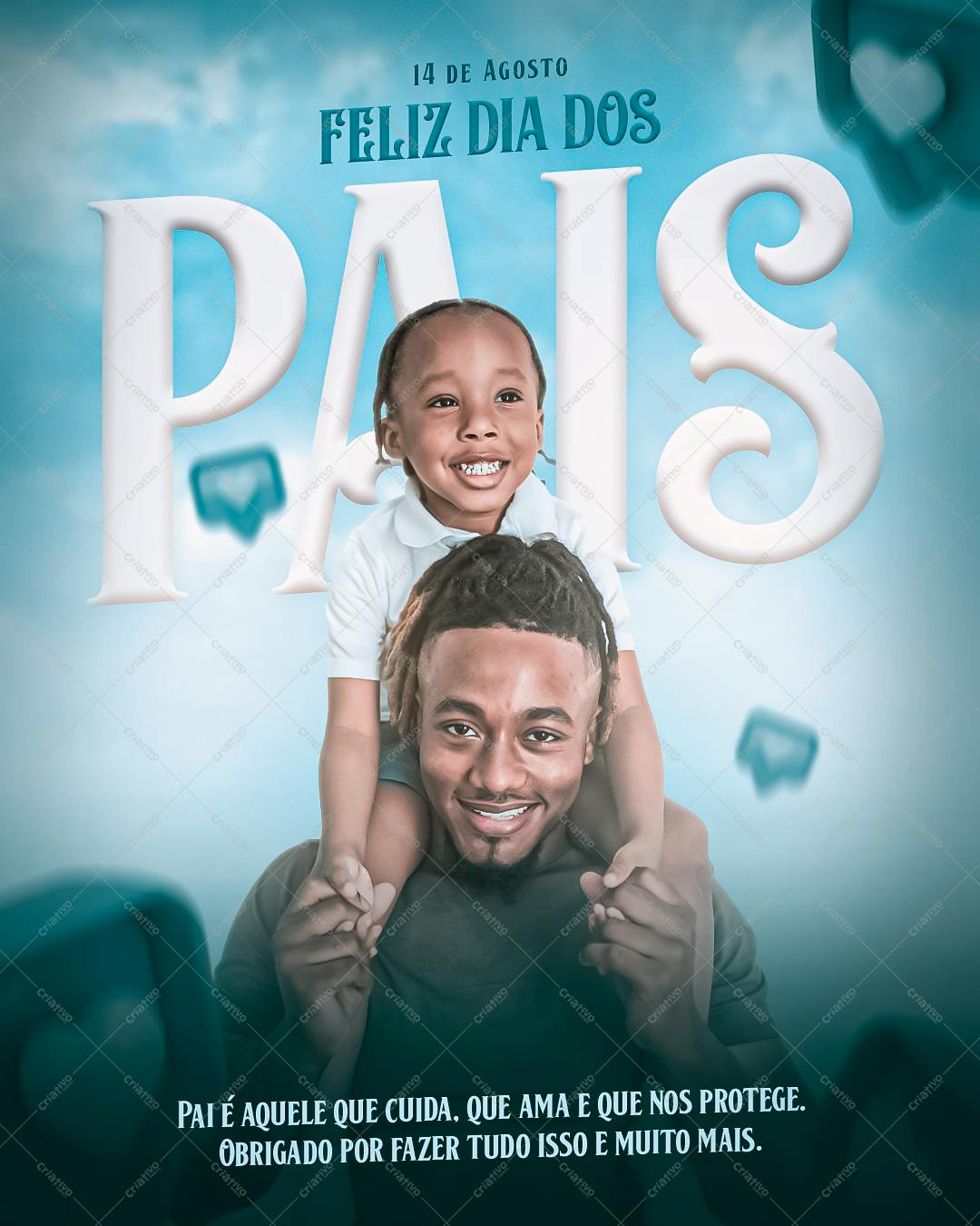 Flyer Dia dos Pais com Pai e Filho PSD Editável