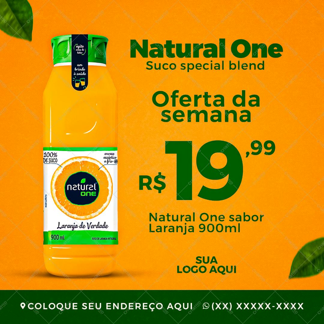 Template PSD Garrafa Suco Laranja Oferta Semana PSD Editável