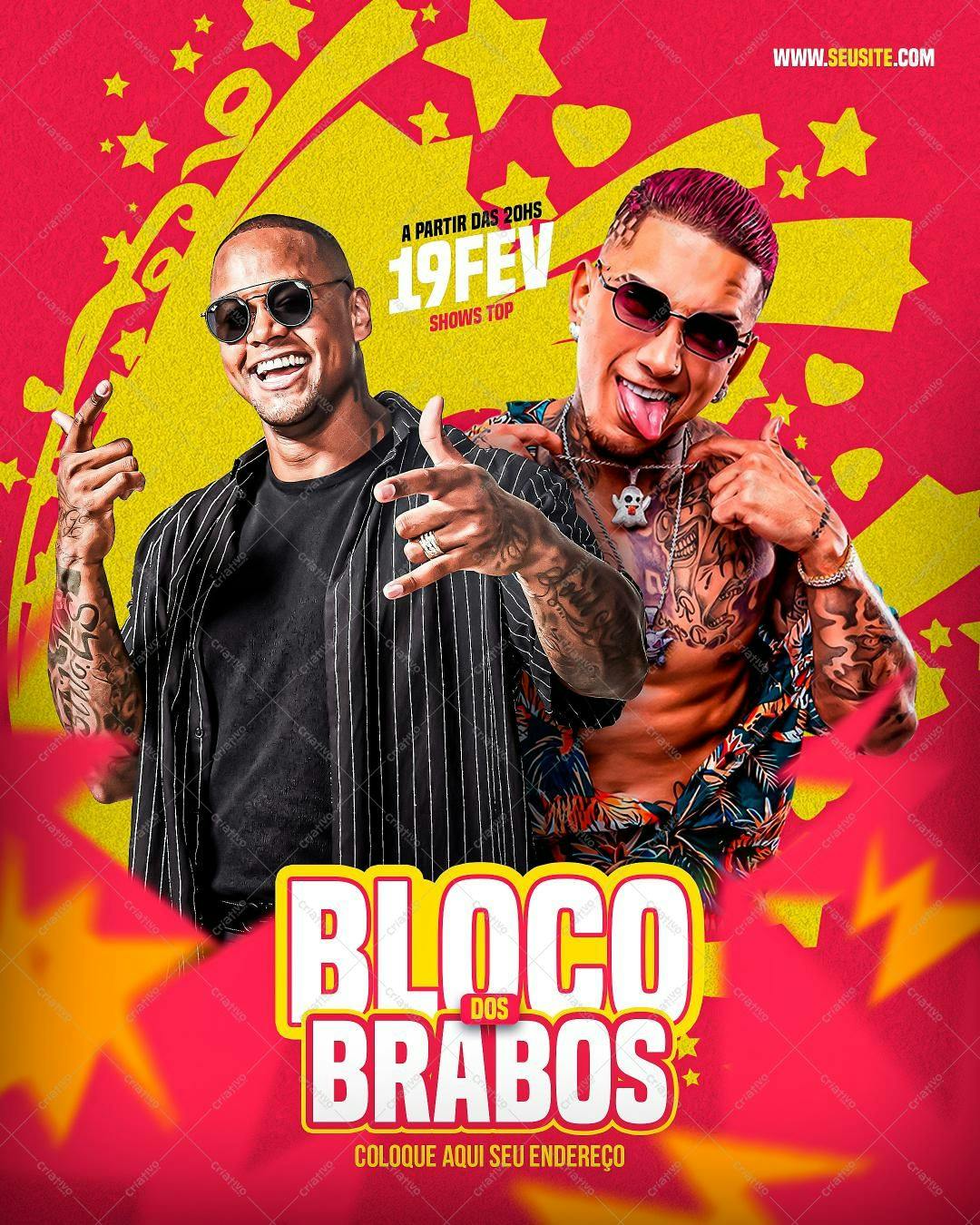 Flyer para Bloco de Carnaval PSD Editável