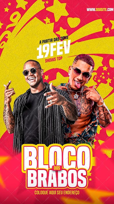 Flyer Bloco Dos Brabos Story - Psd