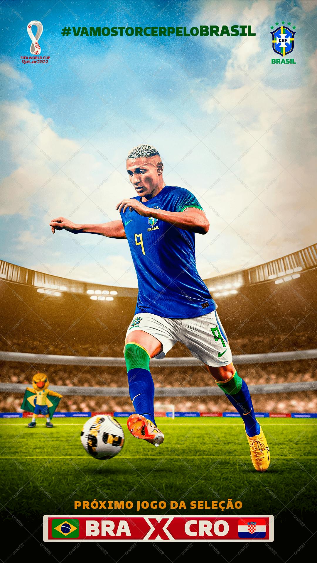 Poster Copa do Mundo Brasil x Croácia PSD Editável
