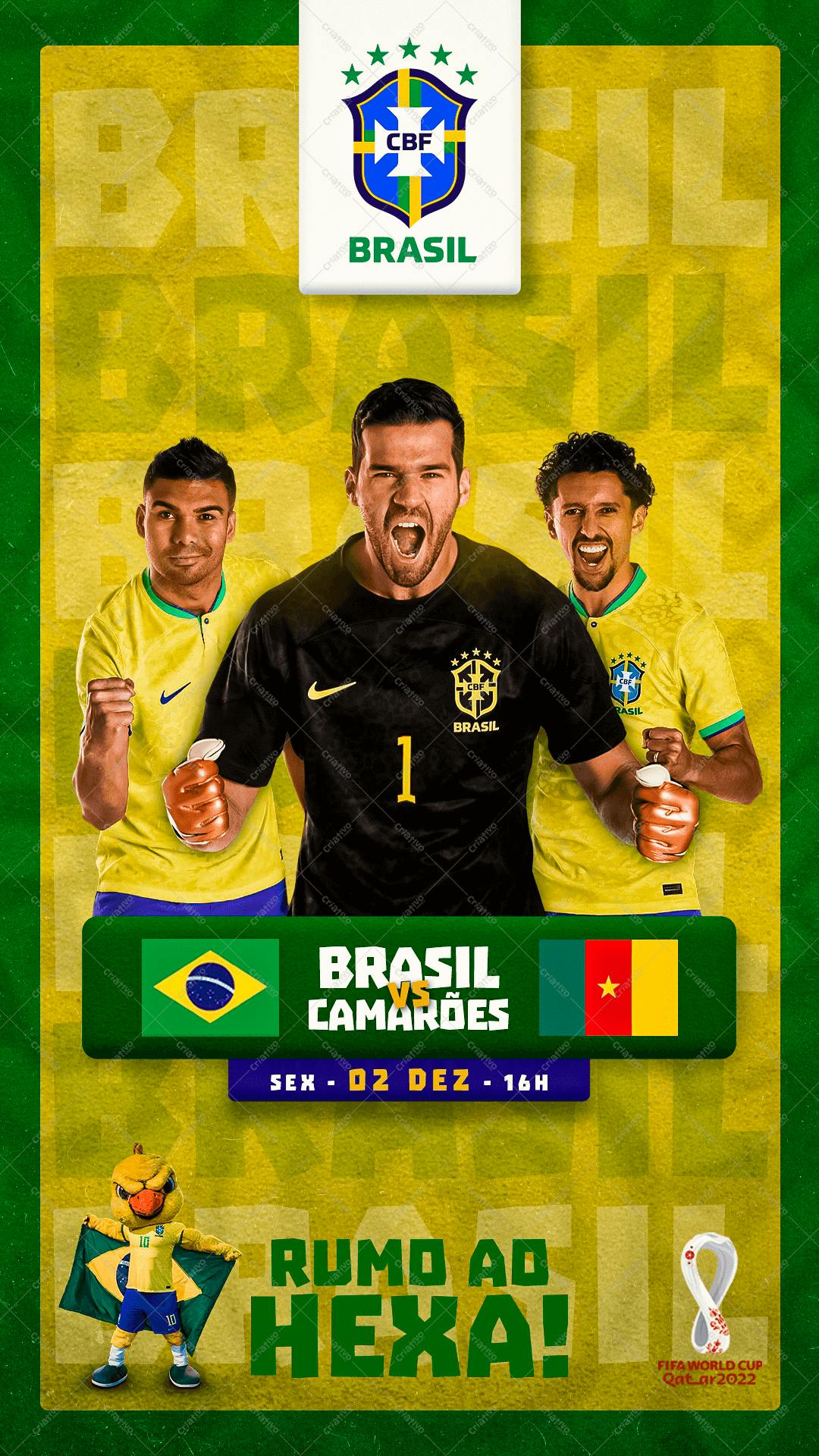 Poster Copa do Mundo Brasil x Camarões PSD Editável