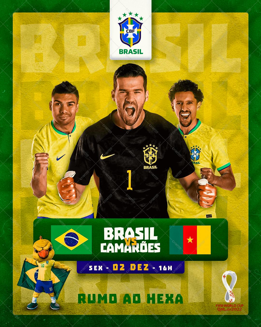 Poster Copa do Mundo Brasil x Camarões PSD Editável