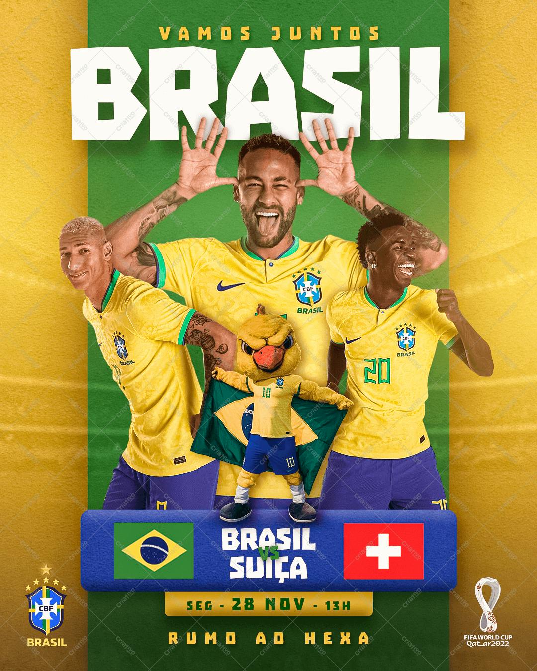 Poster Copa do Mundo Brasil x Suíça PSD Editável