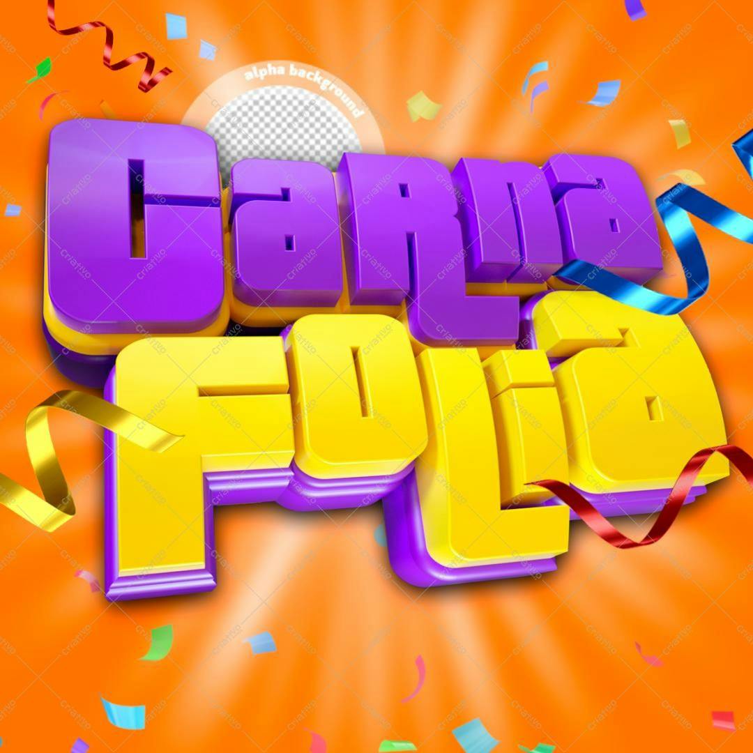 Selo 3D Carnaval 3D Amarelo e Roxo