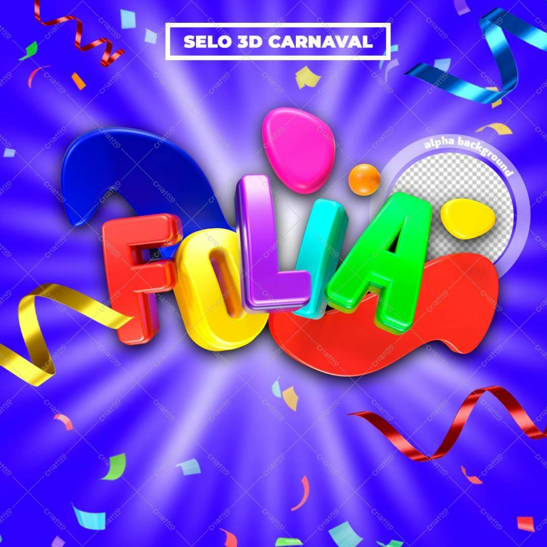 Selo 3D Carnaval multicolorido 3D brilhante