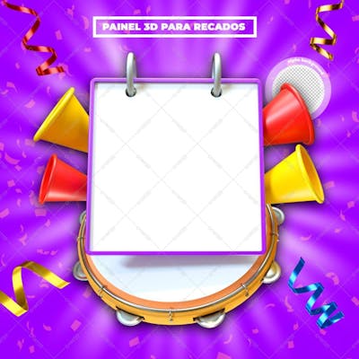 Painel 3D Para Recados Carnaval