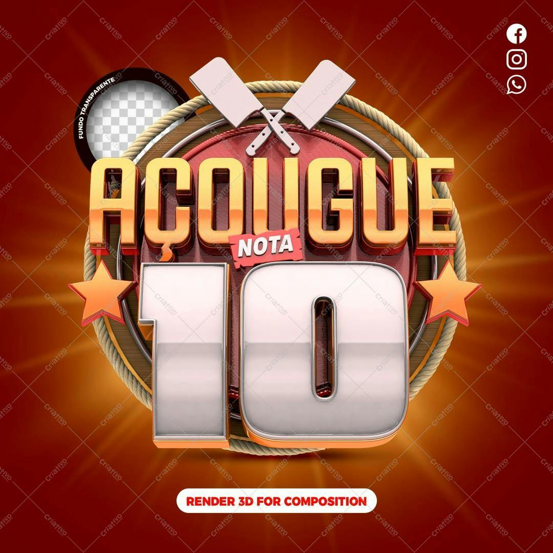 Selo 3D premiação nota 10 dourado e vermelho
