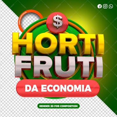 Selo 3d hortifruti da economia