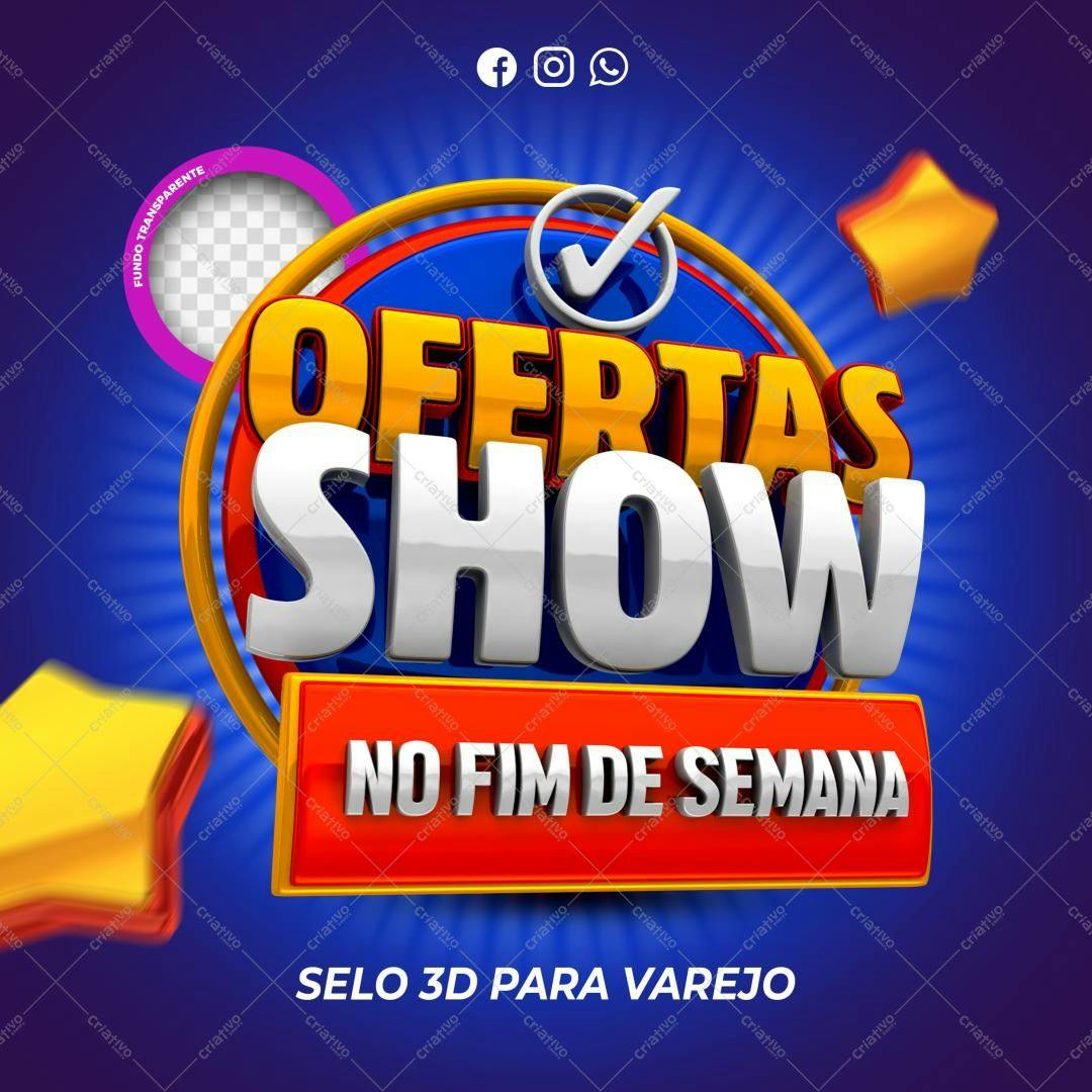 Selo 3D promocional varejo colorido 3D