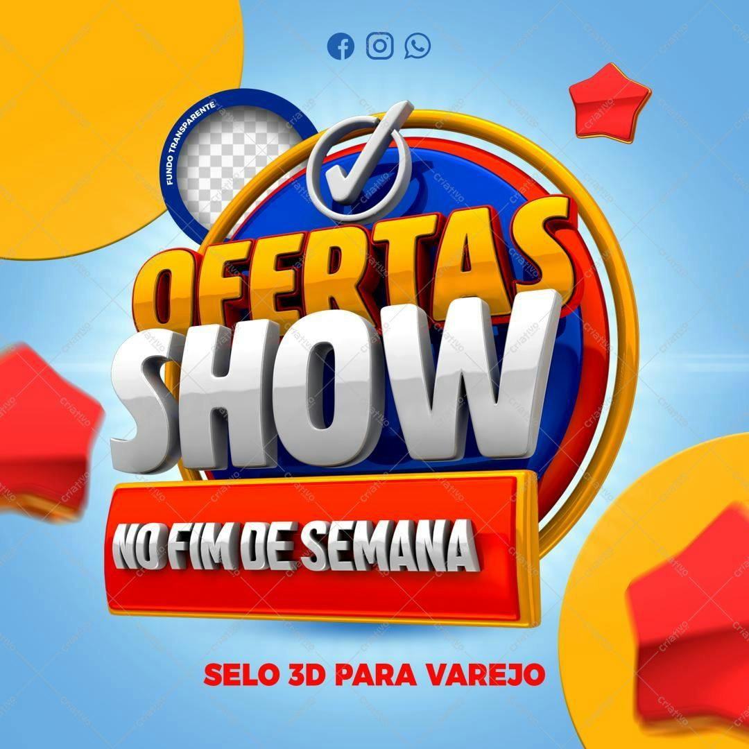 Selo 3D promocional varejo colorido 3D