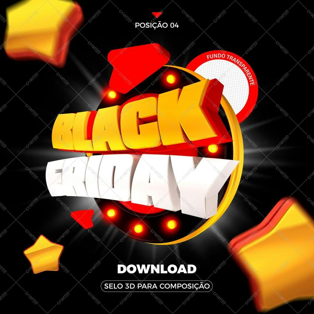 Selo 3D Black Friday Vermelho e Dourado