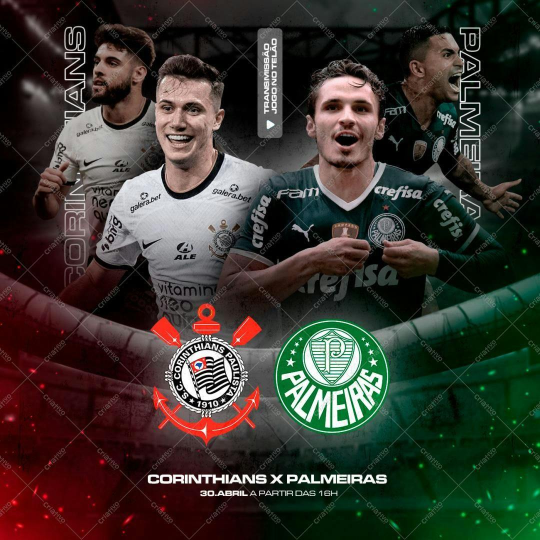 Post para Redes Sociais Corinthians x Palmeiras PSD Editável