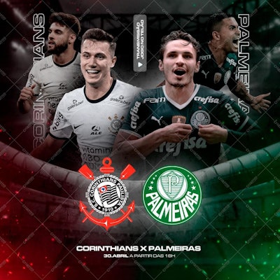 Post para Redes Sociais Corinthians x Palmeiras PSD Editável