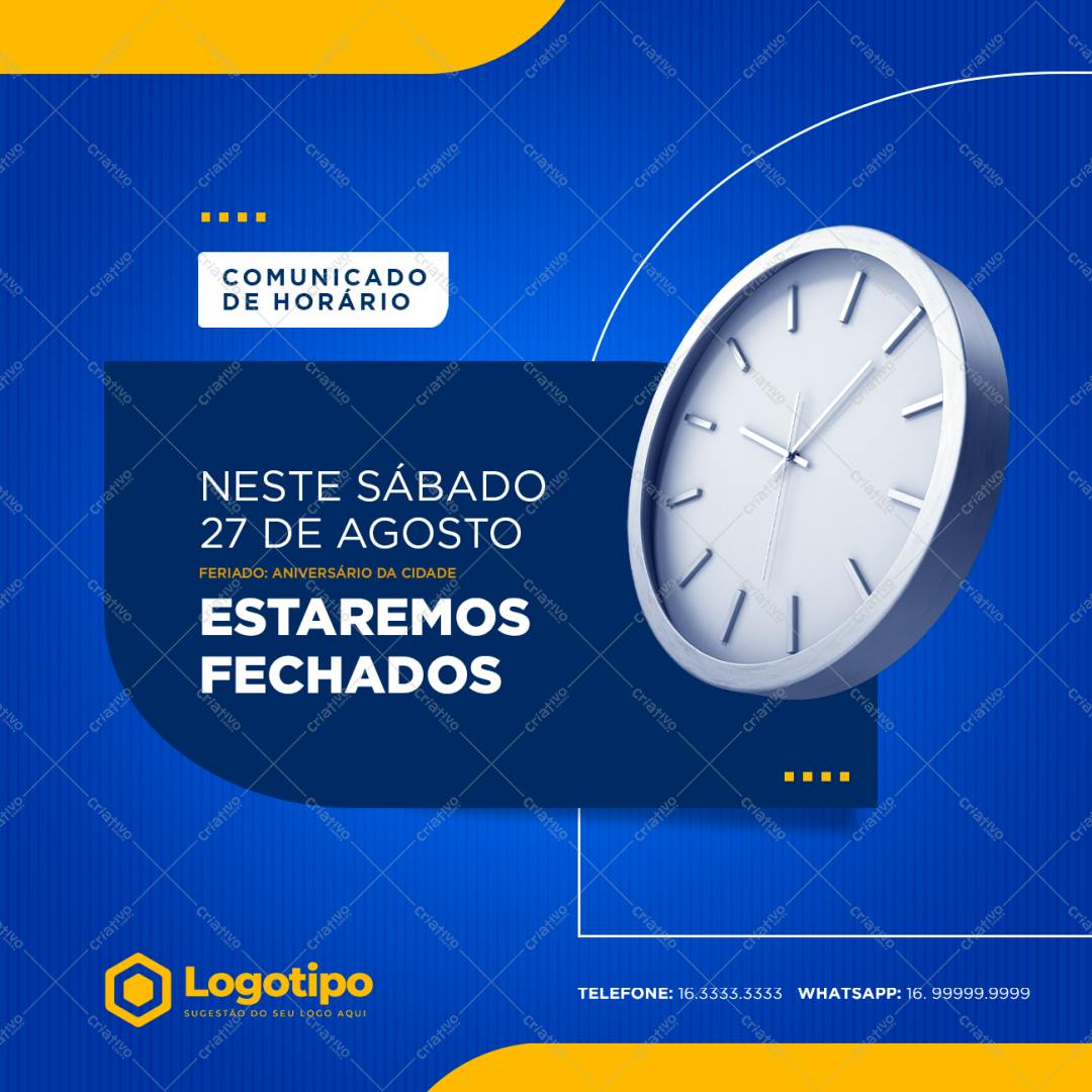 Comunicado de Feriado PSD Editável
