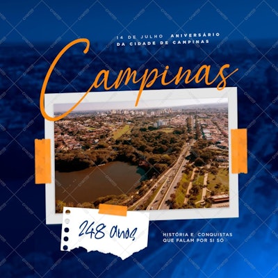 Post para Redes Sociais Aniversário Campinas PSD Editável