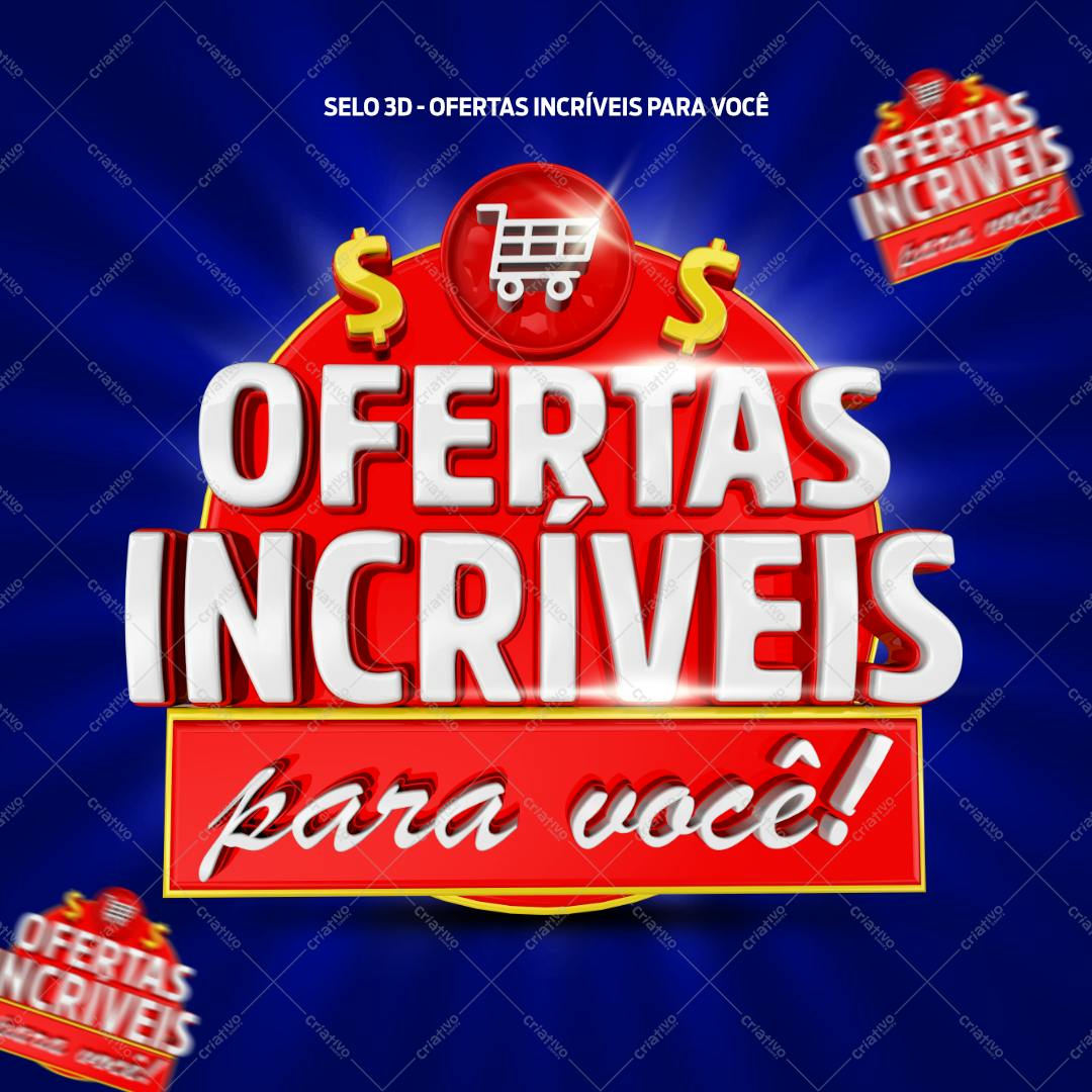 Selo 3D promocional vermelho e branco 3D