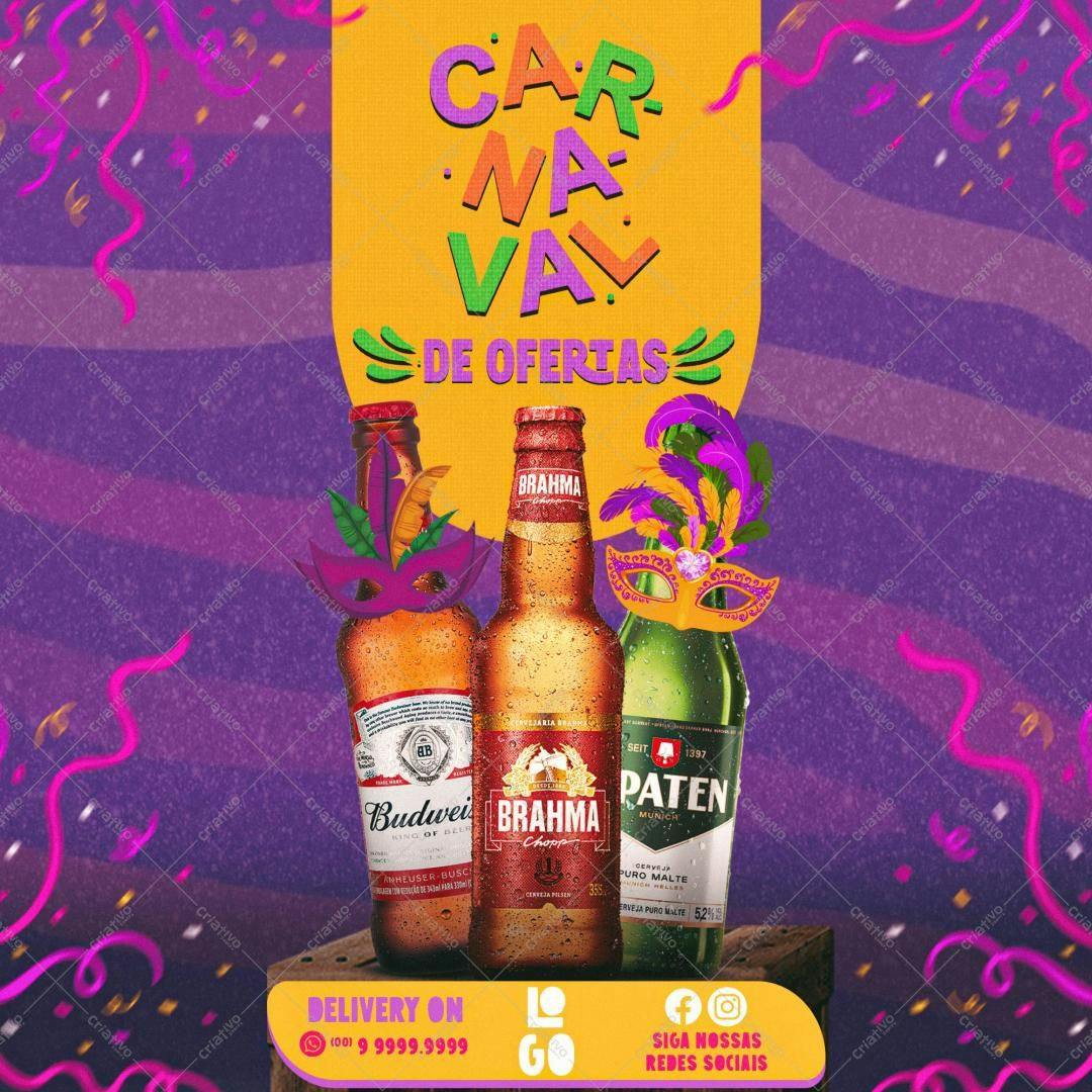 Flyer para Carnaval com Cervejas PSD Editável