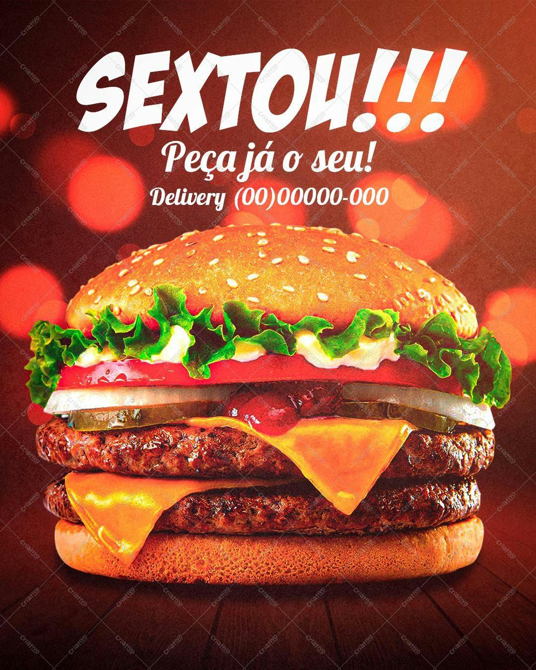 Flyer para Delivery de Hambúrguer PSD Editável